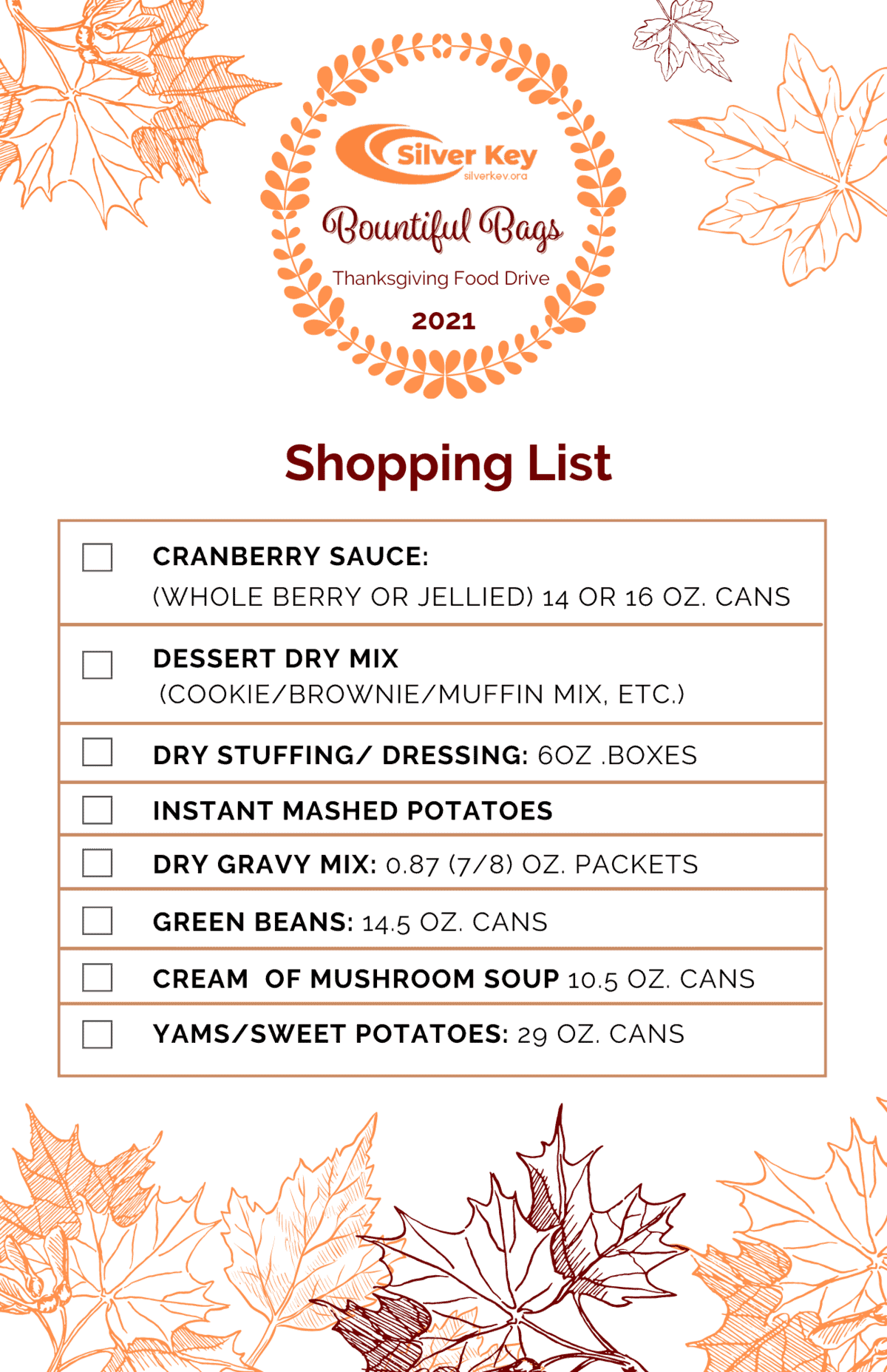 5. Shopping list 5. Shopping list