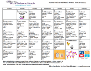 home delivered meals, january, silver key delivered meals, january calendar