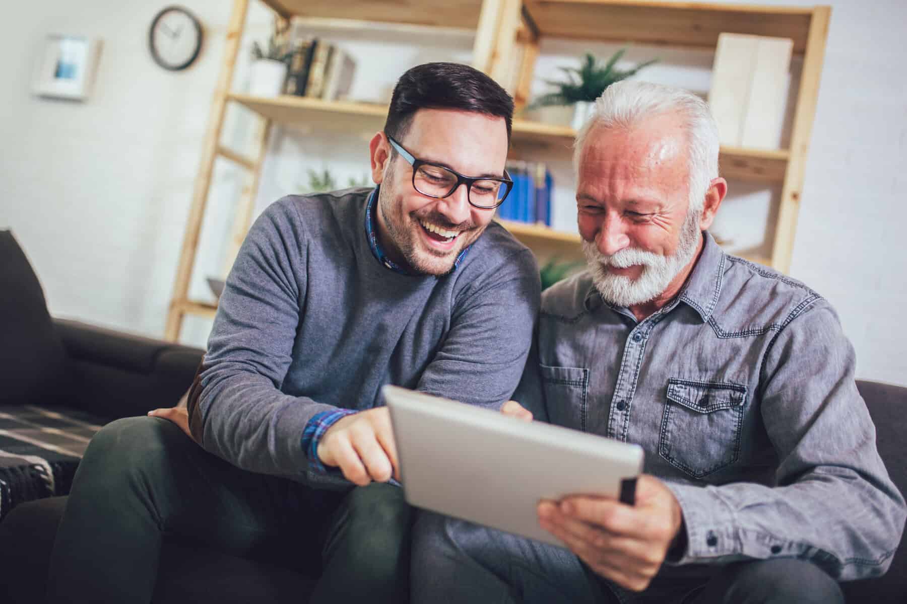 People smiling and discussing something