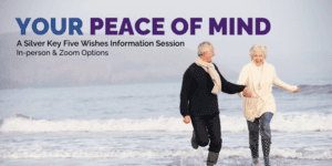 Your Peace of Mind title with a happy couple on the beach