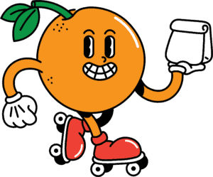 Cartoon Orange holding a bag
