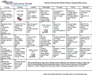 home delivered meals, menu, silver key senior services, colorado springs, colorado,