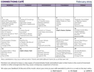 Connections Cafe February 2025 Food Menu