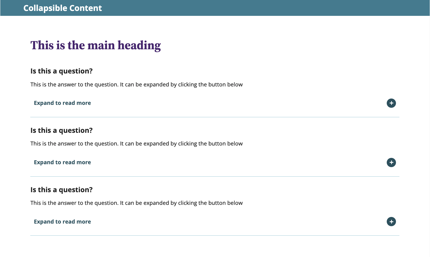 Content – Collapsible content